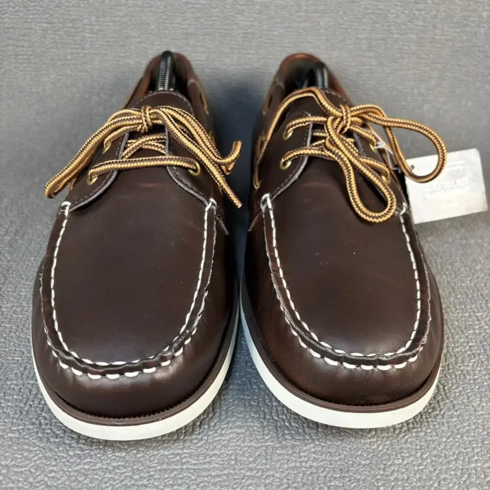 🔴 Thom McAn Bruce Men`s Size 11 Brown Casual Boat Shoes 20281